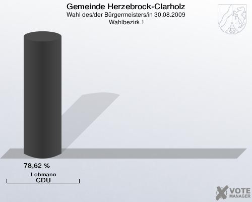 Gemeinde Herzebrock-Clarholz, Wahl des/der Bürgermeisters/in 30.08.2009,  Wahlbezirk 1: Lohmann CDU: 78,62 %. 