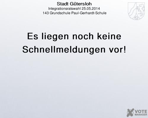 Stadt Gütersloh, Integrationsratswahl 25.05.2014,  143 Grundschule Paul-Gerhardt-Schule: 